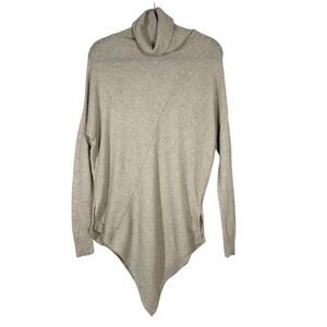 360 Sweater Wool Cashmere Turtleneck Asymmetrical Sweater Beige Size Medium